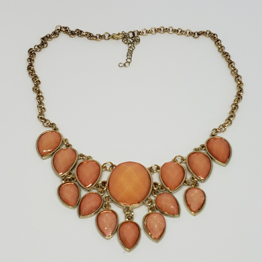 Vintage Peach Cream Stones Statement Necklace